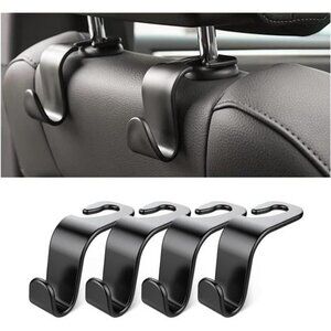 Car Back Seat Headrest Hooks 4 Pack Black Stylish Back Seat Hanger for Car Black